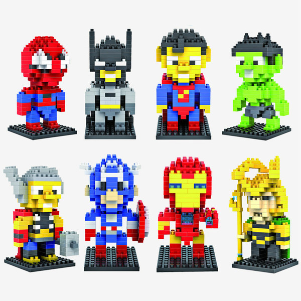 LOZ Diamond Super Heroes Building Blocks Superman Iron Hulk Bat Man Block Toys For Children Bricks Kids Gift Toy 8pcs/lot