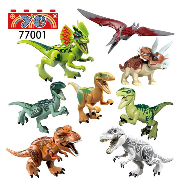 8pcs/lot Jurassic World Park Dinosaur Dinosaurs Building Blocks Set Mini Action Figures Bricks Toys Kids juguetes LegoINGYS