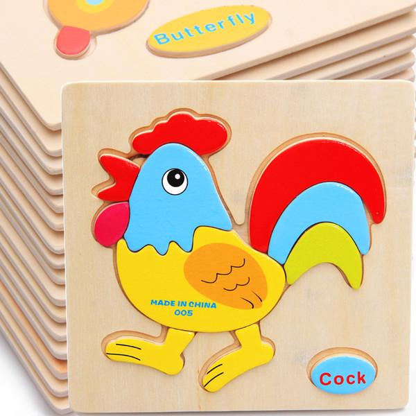 Kids 3D Puzzles Jigsaw Wooden Toys For Children Cartoon Animal Traffic Puzzles Intelligence Children Early Educational Toys C3