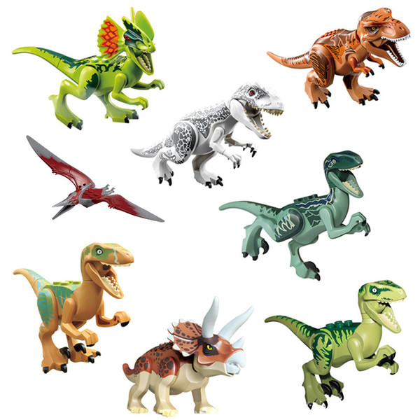 Dinosaur Model Toys 8pcs Jurassic World Park Movie Triceratops Tyrannosaurus Model Building Blocks Kids Toys Novelty Items OOA5274