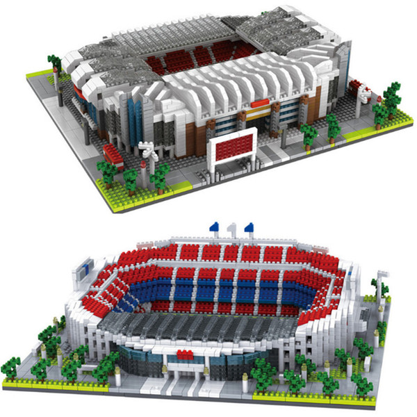 Diamond Camp Nou Old Trafford Football Field Model Building Blocks Challenge architecture Kids DIY Toys Educational bricks #9912-1/2