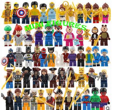 500 pcs/lot small figures For Individually Single Sale Marvel Super Heroes Super Mario Building Blocks Model Bricks Toys