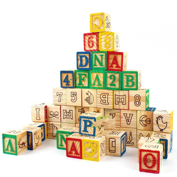 Wooden Letter Printing Building Blocks Multicolor Durable 48 Capsules Toy Brick Child Gift Multi Function Safety Eco Friendly 13yz I1