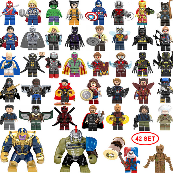 NEW super hero Mini Figures 42SET Thanos Big Hulk Wonder woman Deadpool Logan Black Panther Doctor Strange Building blocks kids gifts