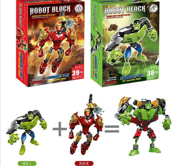 Good DIY robot building block the Avengers super hero building blocks assembly Superhero Captain America Hulk Children educational toys