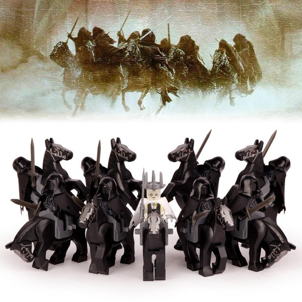 18pcs/lot The Lord of The Rings Nine Nazgul with Horse Witch-king of Angmar Sauron's Servants Building Blocks Children Gift Toys