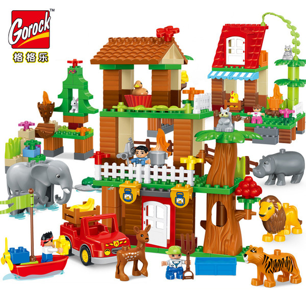 GOROCK 3 Style Animal Paradise Zo'o Duplo Designer Action Figures Building Blocks Best Developmental Toy For Kids Birthday Gifts