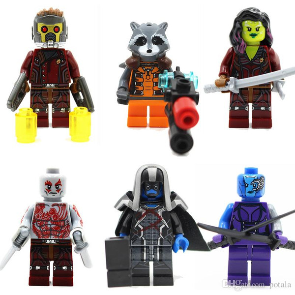 Guardians of the Galaxy Building Block Star lord Gamora Nebula Rocket Racoon Yondu Avengers Puzzle Mini Super heros Arthur Douglas Groot