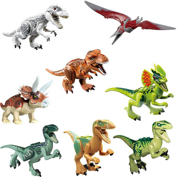 8pcs/lot Jurassic World Dinosaur Bricks Mini Block Building Blocks Compatible With Legoed Baby Toys for Children