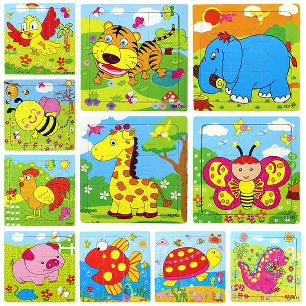 New Kids Child Baby Jigsaw Puzzle Blocks Bricks Educational Toys Gifts Wooden Animals Multi Color 15*15CM