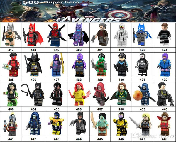 Wholsale Super hero Mini Figures Marvel Avengers DC Justice League Wonder woman Deadpool Flash Black Panther building blocks kids gifts