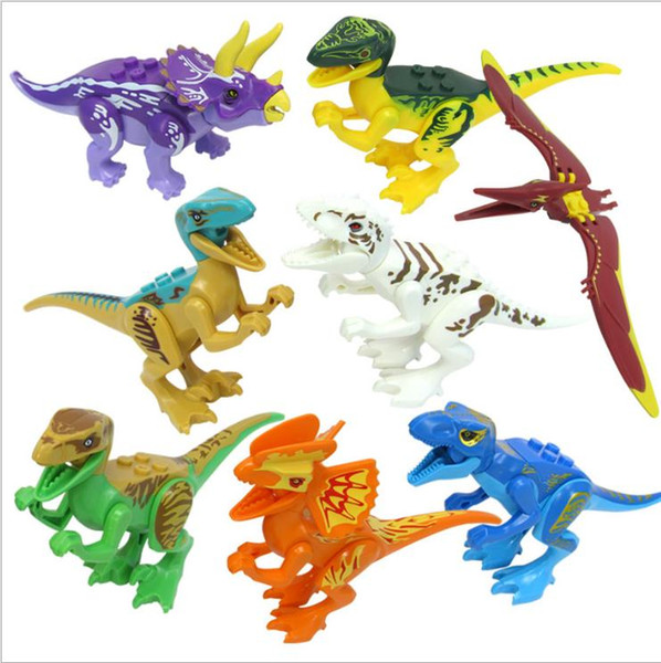 8pcs/set Dinosaur Blocks Toy Dinosaurs Figure Plastic Dinosaur Model Dinosaurs Collection Toys Kids Gift Novelty Items