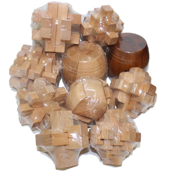 3D Luxury Wooden Brain Puzzle Teaser Kong ming Luban Lock Training Intelligence Puzzles Travel Home School Jigsaw Toys for Kids Teens Adults