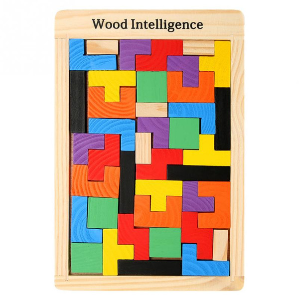 Baby Wooden Tetris Puzzles Toys Colorful Jigsaw Board Kids Children Magination Intellectual Educational Toys For Children Gift