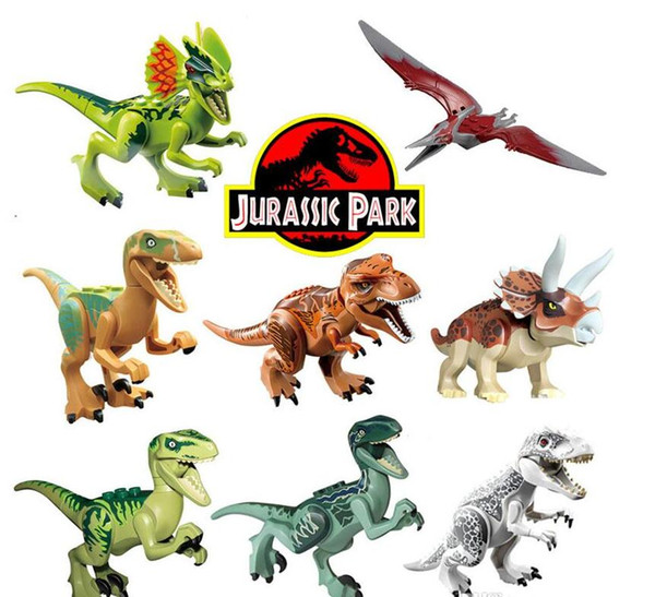 Jurassic Dinosaur Bricks Figure Animal Wild World T-Rex Echo Pterosauria Triceratop Indomirus Rex Building Block Toy for Boys