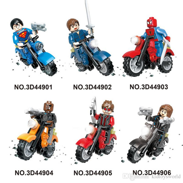 high quality Mini figures motorcycle super man/ninjial/spiderman/ Building Blocks Baby Brick toy Kids Gift from shenzhen free shipping