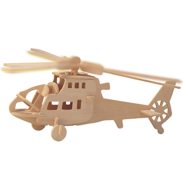 Free shipping------ Fighters Planes Helicopters Wooden Jigsaw 3D Simulation Model DIY Stereo Jigsaw Puzzle Children Unisex Hand Puzzle ToyS