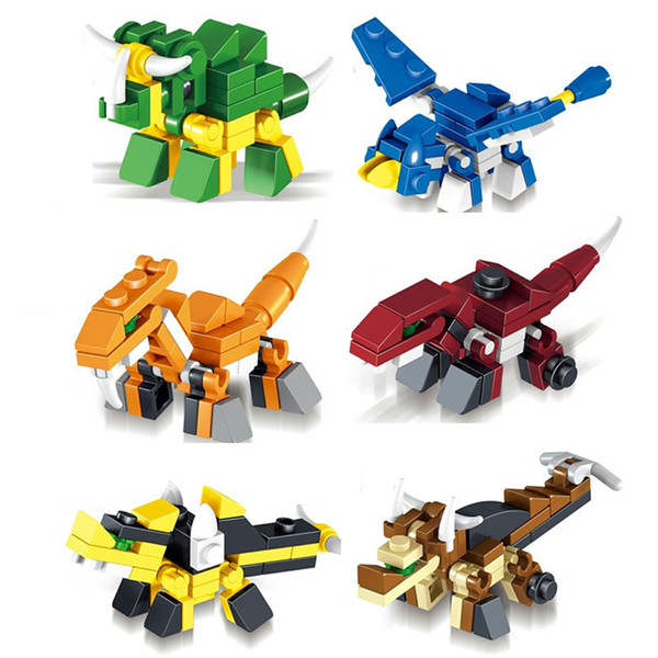 6PCS/Lot Jurrasic World Dinosaurs Park Building Blocks Toy Set, Mini Dino Animals Building Bricks Minifigures Playset (NO BOX)