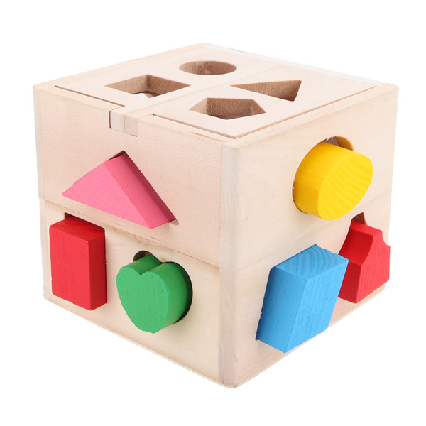 13 Holes Wooden Toys Intelligence Box for Shape Sorter Cognitive and Matching Building Sorority Eductional Toys for Children