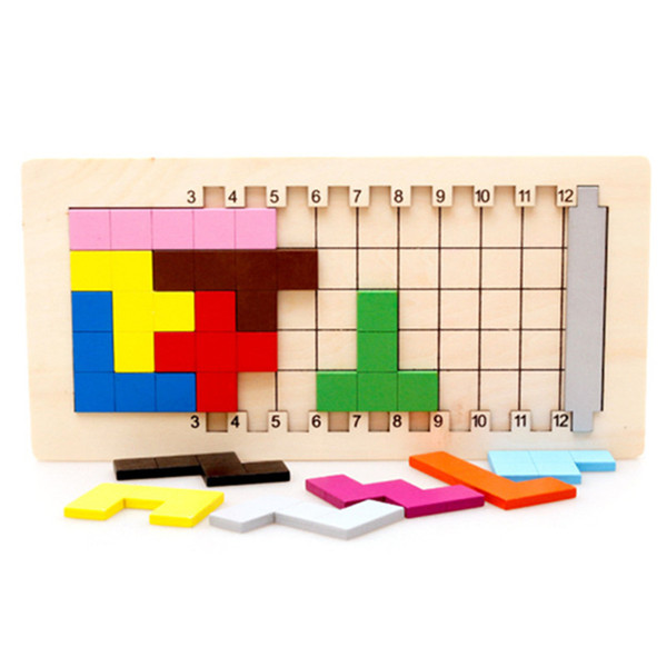 Baby Educational Toys Katamino Blocks Wood Learning Tetris Blocks Tangram Slide Building Blocks Children Wooden Toys Gift