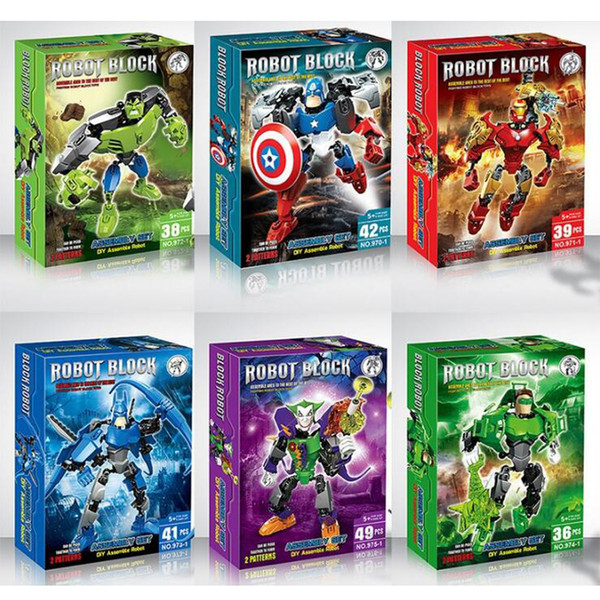 Marvel Avengers Superhero Assemble robot toy building blocks Hulk Iron Man Captain America DIY building blocks toys with box Kids toys SS169