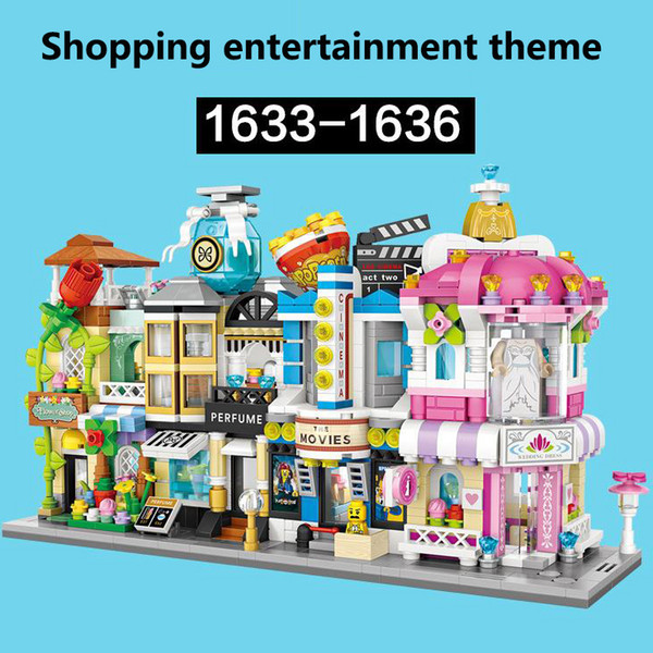 Building Blocks Toys LOZ Small Particles Diamond Spelling Toys1625-1628 ; 1633-1636 Mini Street Scene Toy for Big Kids