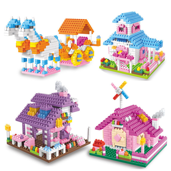 Mini Bricks Block Puzzle Princess Castle DIY Kids Educational Toys Fashion Christmas Gift for Girls Mix Style