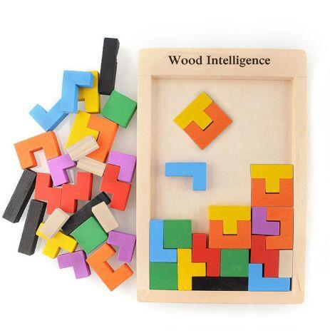 Colorful Wooden Tangram Brain Teaser Puzzle Toys Tetris Game Preschool Magination Intellectual Educational Kid Toy Gift