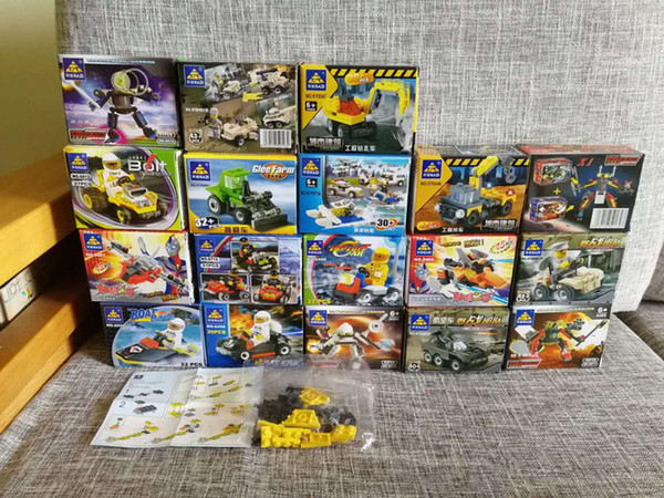 19 Style Building Blocks 28-55Pcs Robot and car independent box packaging mixed wholesale