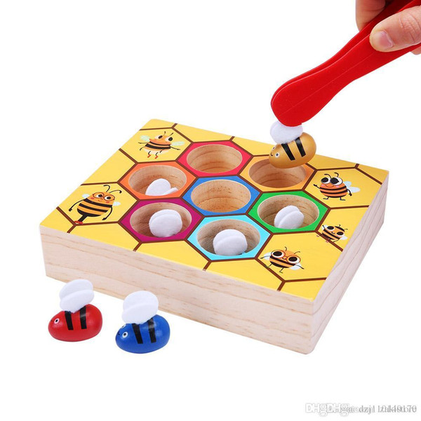 Wooden Lovely Bee Picking Toy Catching Practices for Baby Early Educational Toddler Game Colorful Beehive Box Educational Toys