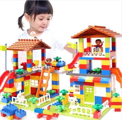 DIY colorful City house roof large building blocks particles Castle educational toy for children Compatible LegoINGlys duplo slide