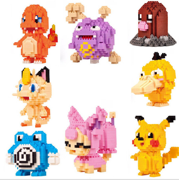 12 models Figures diamond Toys Pikachu Charmander Bulbasaur Squirtle Charizard Eevee Child Christmas gift Anime Building Blocks