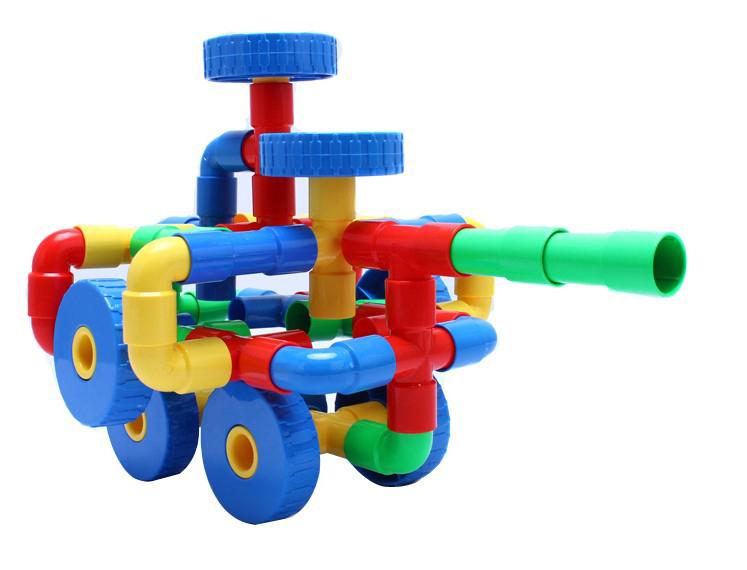 64 pcs Plastic Tubes Building Blocks Building Sets Educational Toy Children's Gift