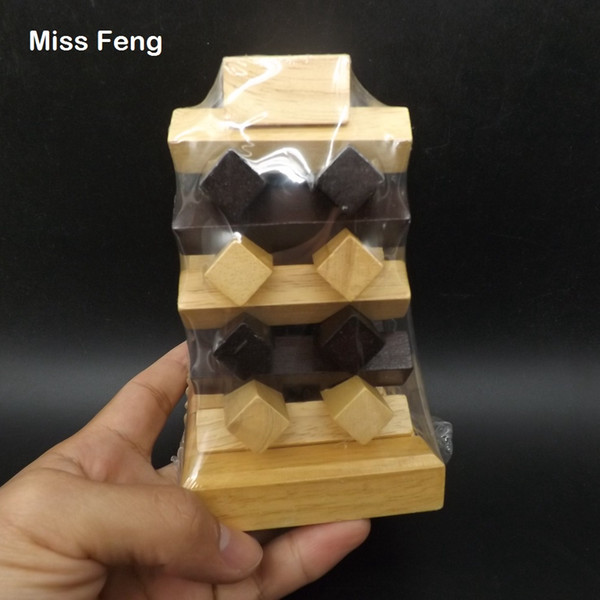 Lu Ban Lock 14 cm Height Wooden Stack Puzzle Brian Mind Toys Intelligence Game Toys For Children