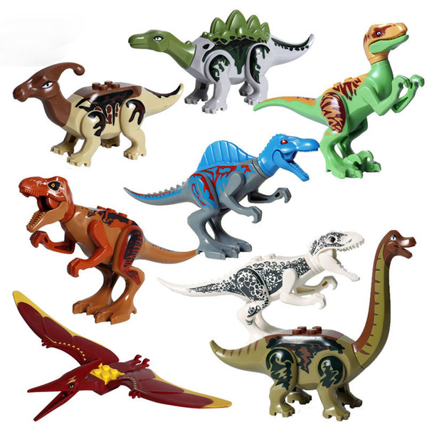 8pcs/lot Dinosaur Model Toys Jurassic Dinosaur Figures Model Bricks Mini Figures Building Blocks Kids Educational Novelty gifts