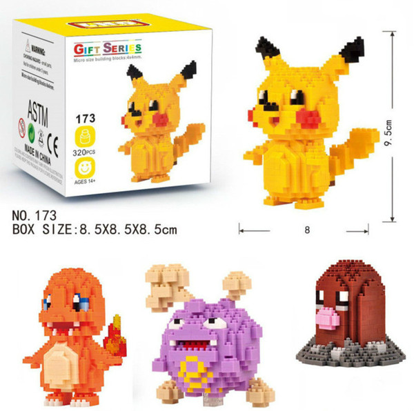 12 models Figures LOZ DIAMOND BLOCKS Toy Pikachu Charmander Bulbasaur Squirtle Charizard Eevee Child Christmas gift Anime Building Blocks