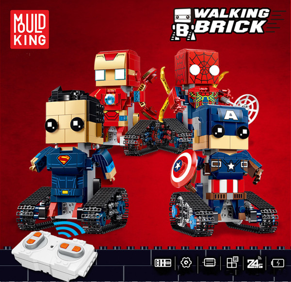 13038 13039 13040 13041 Remote Controlled Electric Square-headed Revenge Superhero Building Block Toy Walking Block Toy