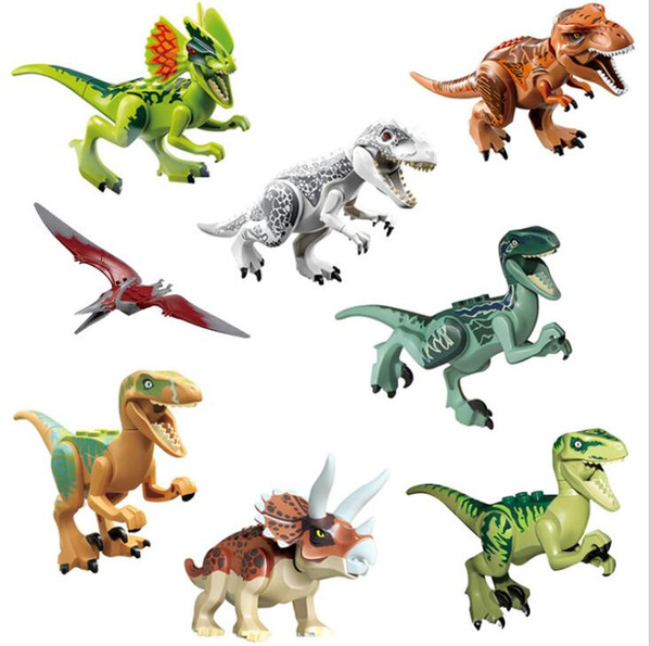 8Pcs Sets Fashiin Dinosaurs of Block Puzzle Bricks Dinosaurs Figures Building Blocks Baby Funny Education Toys for Children Gift Kids Toy