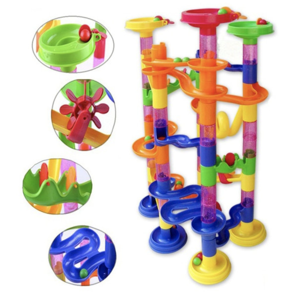 105PCS DIY Construction Marble Race Run Maze Balls Pipeline Type Track Building Blocks Baby Educational Block Toy For Children