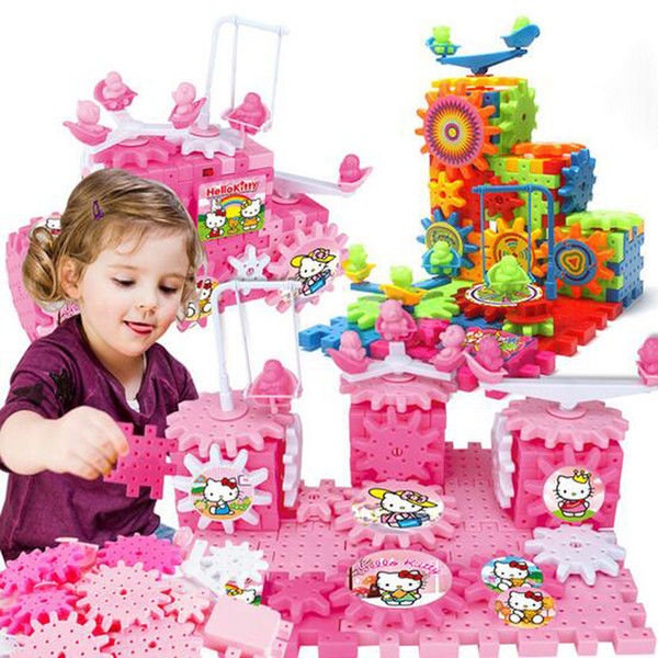 81 Pcs/Lot Blocks Snowflake Gear Flakes Creative Plastic Set Hello Kitty Building Blocks Children Festival Gift Toys Interlocking Toys