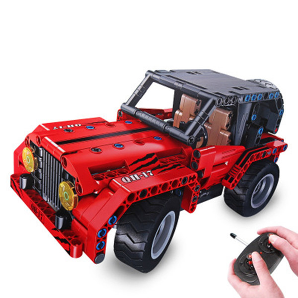 New products selling four styles of building blocks electric high-tech wireless remote control car puzzle assembling children's birthday gif