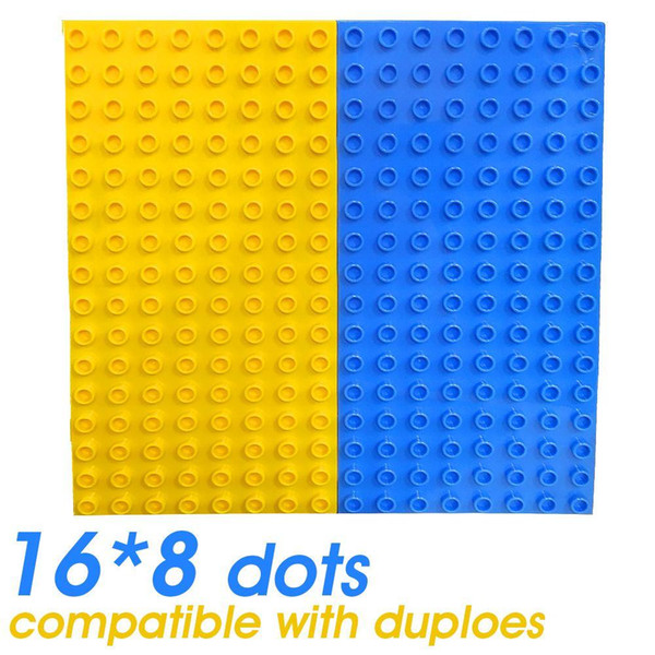 X2pcs Base Plate Bricks Toy Kids Particles Baseplate Exlarge Brick 25.5 * 12.5cm 16*8 Dots Solid Toys Compatible With Duploes