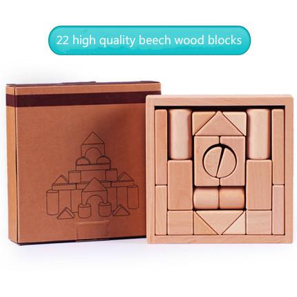 New toy wood color solid wood building block Large wood toy brick 22 grain educational wooden play toy