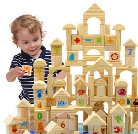 Original wooden children's toy without lacquer blocks 1-2 years old puzzle assembles 3-6 years old male girl puzzle 7-8-10 years old