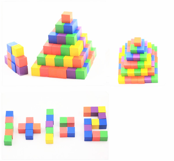 CCX Color Wood Cubic Brick Puzzle Game Piece (pack of 100Pcs) With Plastic Box DIY Blocks 2.5cm DIY Art Supplies Dice Set Toys Wooden Cubes