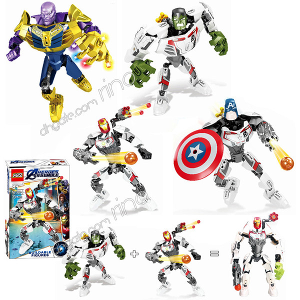 the Avengers Endgame Building Blocks Marvel Assembly Robot Iron man Captain America Hulk Thanos Figures Kids Toys Diy Puzzle Blocks Gifts