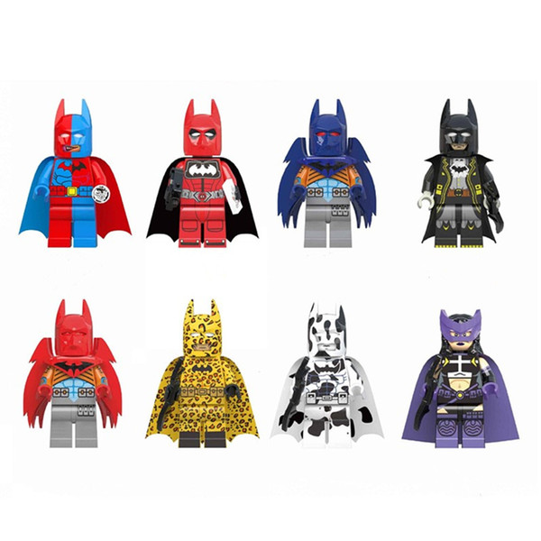 Leopard Batman Building Blocks evening dress Bricks Block Puzzles Figure Avengers Red Double sided Huntress Cow primary Deadpool Bat Man