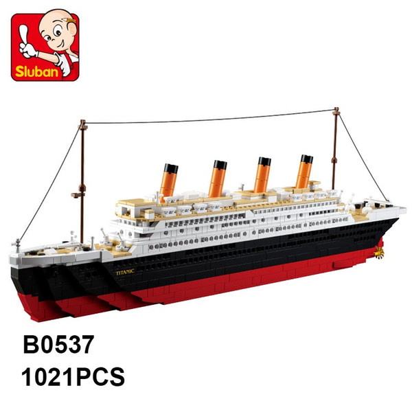 Sluban Building Blocks B0577 1021PCS Toy Cruise Ship RMS Titanic Ship Boat 3D Model Educational Gift Toy brinquedos DIY lepin toy