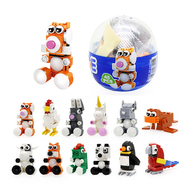 Building blocks Kids Animals Surprise Twist Eggs Toys Unicorn Panda Dinosaur Seal Penguin Bricks Toys Christmas party Gifts Supplier