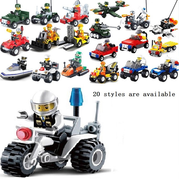 20Pcs/lot Enlighten educational toysTanks Robot motorcycle plane Truck DIY toys building blocks,children toys playmobile gifts